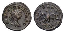 Ancient Coins - Roman Empire Divus Nigrinian, grandson of Carus, BI antoninianus AD 285, consecratio issue, eagle