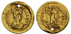 Ancient Coins - Roman Empire AV solidus c. AD 423-9 St. Aelia Pulcheria, sister of Theodosius II, pedigree to 1971 or earlier