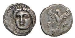 Ancient Coins - Paphlagonia, Sinope, AR trihemiobol c. 330-300 BC, nymph facing/eagle, ex-Pozzi