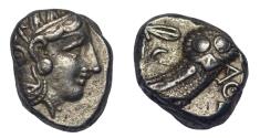Ancient Coins - Attica, Athens AR tetradrachm c. 393-294 BC Athena/Owl