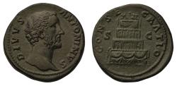 Ancient Coins - Roman Empire AE sestertius AD 161 Divus Antoninus Pius, funeral pyre, struck under Marcus Aurelius, Lucius Verus
