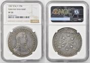 World Coins - Italy, Florence (Firenze) AR piastra 1587 Ferdinando I de Medici, as cardinal NGC VF 35