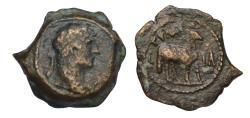 Ancient Coins - Egypt, Alexandria, for Gynaikopolite nome AE hemiobol AD 126-7 Hadrian, year 11, Aries crowned with solar disk, zodiac, the "City of Women"