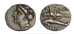 Ancient Coins - Paphlagonia, Sinope, AR drachm c. 330-300 BC, Agreos, nymph/sea eagle, dolphin