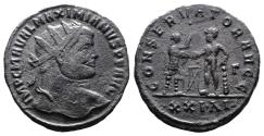 Ancient Coins - Maximianus. Siscia Mint. Powerful Bust of the Emperor Displaying himself as a personification of Hercules.