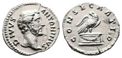 Ancient Coins - Divus Antoninus Pius. Silver Denarius. Well Defined & Perfectly Well Centered. Sharply Struck - a Wonderful Specimen.