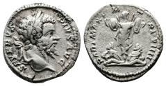 Ancient Coins - Septimius Severus. 193-211 AD. AR Silver Denarius. Rome Mint. Trophy Between two Captives.