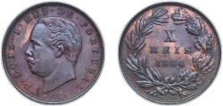 World Coins - Portugal Kingdom 1884 10 Réis - Luíz I Bronze (10190000) 5.77g AU KM 526 Gomes L1 05