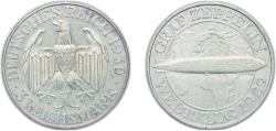 World Coins - Germany - 1871-1948 Weimar Republic 1930 J 3 Reichsmark (Graf Zeppelin) Silver (.500) (81700) 14.92g AU KM 67 J 342
