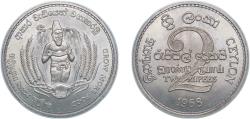 World Coins - Sri Lanka Ceylon (1597-1972) British Ceylon colony 1968 2 Rupees - Elizabeth II (FAO) Copper-nickel (75% Copper, 25% Nickel) Royal Mint (Tower Hill) (500000) 12.312g UNC KM 134