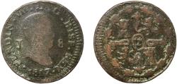 World Coins - Spain Kingdom 1817 J 8 Maravedis - Fernando VII (Jubia,2nd portrait) Copper Jubia Mint 8.68g F  KM 491