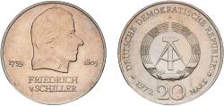 World Coins - Germany German Democratic Republic Democratic republic 1972 A 20 Mark (Friedrich von Schiller) Copper-nickel Berlin Mint (7480378) 15g UNC  KM 40 Schön 39 J 1537 AKS 25