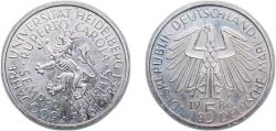 World Coins - Germany Federal Republic of Germany 1986 D 5 Deutsche Mark (Universität Heidelberg) Copper-nickel clad nickel Munich Mint (8000000) 10g PF KM 164 J 439 Schön 163