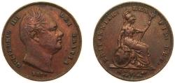 World Coins - Great Britain United Kingdom 1834 1 Farthing - William IV Copper Royal Mint (Tower Hill) (1935360) 4.63g XF KM 705 Sp 3848