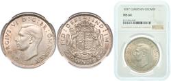 World Coins - Great Britain Kingdom 1937 1 Crown - George VI (Coronation) Silver (.500) (418600) NGC MS 64  KM 857 Sp 4078/9
