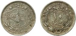 World Coins - Ottoman Empire AH1327 (1911) ٣	 10 Para - Mehmed V ("Reshat" right of Toughra) Nickel Konstantiniyye / Qustantiniyah Mint (2576000) 2.67g VF  KM 760 Schön 272