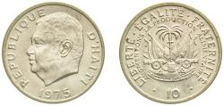 World Coins - Haiti Second Republic 1975 10 Centimes (FAO) Nickel brass San Francisco Mint (12000000) 4g BU KM 120 Schön 50