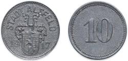 World Coins - Germany City of Alsfeld 1917 10 Pfennig - Alsfeld Zinc 1.75g XF Funck 10.2A Men05 286.2 Men18 411.2
