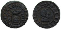 World Coins - Spain Kingdom 1663 M S 4 Maravedis - Felipe IV Billon Madrid mint 1.1g XF KM156.4