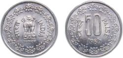 World Coins - India 1985 50 Paise Copper-nickel (75% Copper, 25% Nickel) Calcutta Mint 5.09g UNC KM 65