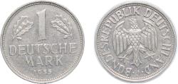 World Coins - Germany Federal Republic of Germany 1955 J 1 Deutsche Mark Copper-nickel Hamburgische Münze Mint (5294000) 5.5g XF KM 110 J 385 Schön 108
