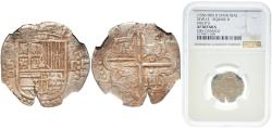 World Coins - Spain Kingdom ND (1556-1598) 1 Real - Felipe II (Square D) Silver (.931) 3.4g NGC XF AC. 258