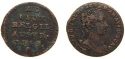 World Coins - Belgium Austrian Netherlands Possession 1745 angelface 1 Liard / 1 Oord - Maria Theresia Copper Brussels Mint 3.7g VF KM 1