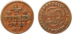World Coins - Germany Jülich-Berg, Duchy of 1785 ½ Stüber - Carl Theodor Copper Düsseldorf Mint 7.59g VF Noss Be 993