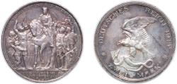World Coins - Germany Kingdom of Prussia German states 1913 2 Mark - William II (Declaration of war against Napoleon) Silver (.900) (1500000) 11.11g AU KM 532 J 109