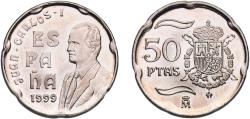 World Coins - Spain Kingdom 1999 M 50 Pesetas - Juan Carlos I Copper-nickel (75% copper, 25% nickel) Royal Mint of Spain (2100000) 5.6g UNC  KM 991 Schön 270