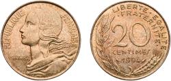 World Coins - France Fifth Republic 1994 20 Centimes Copper-aluminium-nickel (92% Copper, 6% Aluminium, 2% Nickel) Paris Mint (79973368) 4.06g UNC  Franc 2014 156 Gad 1789 332 Schön 230 KM 930