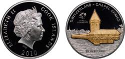 World Coins - Cook Islands New Zealand Free Association 2010 10 Dollars - Elizabeth II (Switzerland - Chapel Bridge) Silver (.999) 31.11g PF