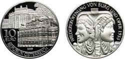 World Coins - Austria Second Republic 2005 10 Euros (Burg Theater and Opera) Silver (.925) Vienna Mint (60000) 17.31g UNC  KM 3125