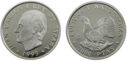 World Coins - Spain Kingdom Juan Carlos I 1995 M 2000 Pesetas Culture and Nature, Capercaillie