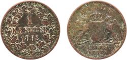 World Coins - Germany Grand Duchy of Baden German states 1862 1 Kreuzer - Friedrich I Copper Staatliche Münze Baden-Württemberg Mint (622770) 4.2g VF  KM 242 Jaeg 2 AB 81 AKS 132