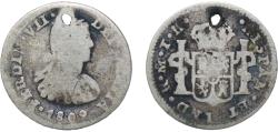 World Coins - Mexico Spanish colony 1809 Mo TH ½ Real - Fernando VII Silver (.903) Mexico City Mint 1.43g F Holed KM 73