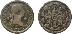 World Coins - Spain Kingdom 1798 4 Maravedis - Carlos IV Copper Real ingenio de Segovia Mint 5.41g F Damage  KM 427 Cal 1500