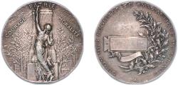 World Coins - France Republic ND Medal - Union des sociétés de gymnastique de France Silver plated bronze 41.88g AU
