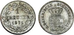 World Coins - Germany States Kingdom of Bavaria Ludwig II 1871 1 Kreuzer
