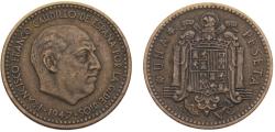 World Coins - Spain Nationalist Government Francisco Franco 1947 *19-50 1 Peseta 1st portrait 3.6g