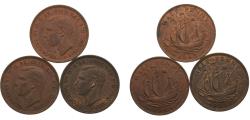 World Coins - Great Britain United Kingdom George VI ½ Penny 3 Lots