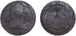 World Coins - Spain Kingdom 1777 8 Maravedis - Carlos III Copper Segovia Mint 11.4g VF KM408