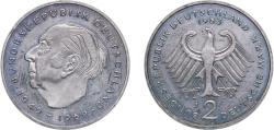 World Coins - Germany Federal Republic of Germany 1983 J 2 Deutsche Mark (Theodor Heuss) Copper-nickel clad nickel (Cladding: 75% Copper, 25% Nickel; Core: 100% Nickel) Hamburgische Münze Mint