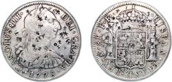 World Coins - Mexico Spanish colony 1778 FF 8 Reales - Charles III Silver (.903) Mexico City Mint 26.68g XF Chopmarked KM 106