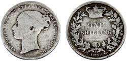 World Coins - United Kingdom  Victoria 1877 (15)  1 Shilling 1st portrait; 'Young Head'