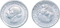 World Coins - Germany Prussian province of Westphalia Weimar Republic 1921 50 Pfennigs - Westfalen (Freiherr vom Stein) Aluminium Heinrich Kissing Mint (258023) 1.34g UNC Funck 599.1 Men18 3351
