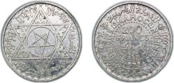 World Coins - Morocco French Protectorate AH1372 (1953) 200 Francs - Mohammed V Silver (.720) Paris Mint (10176080) 8.03g AU  Y 53 Lec 291