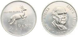 World Coins - South Africa Republic 1982 1 Rand (Balthazar J. Vorster) Nickel 12g UNC KM 115