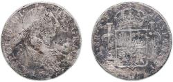 World Coins - Mexico Spanish colony 1780 FF 8 Reales - Carlos III Chinese Chopmarked Silver (.903) Mexico City Mint 27.07g F  KM 106