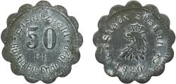 World Coins - Germany Stettin (notgeld), City of Weimar Republic 1920 50 Pfennigs - Stettin Zinc 2.91g XF  Funck 522.6 Men18 30217.6